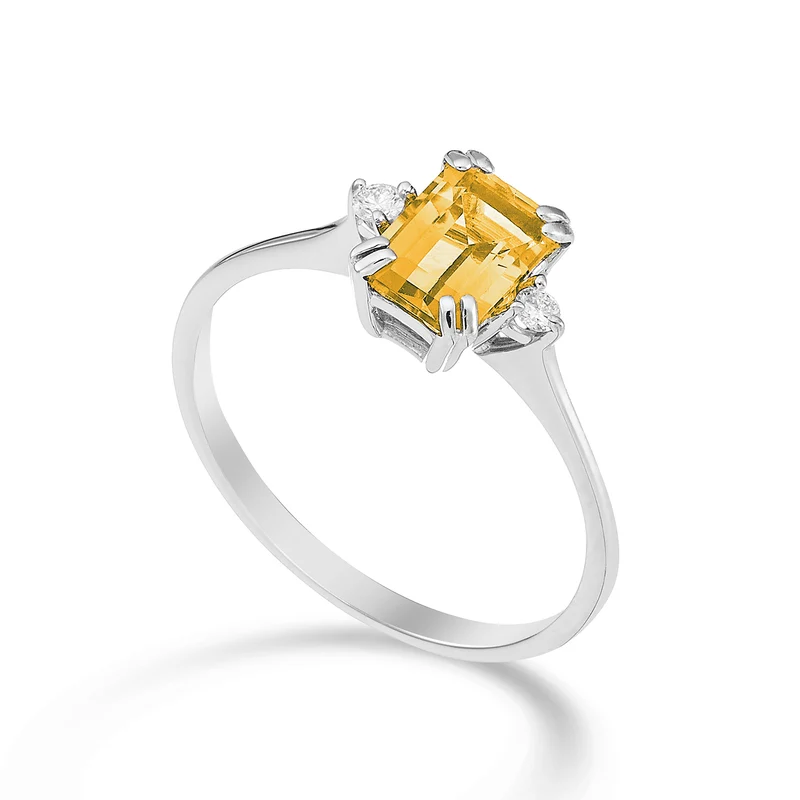 Mikiko an 18k citrino ottagonale 7x5 ct.0,85 diam. ct.0,05 MACL090DICITR2O4