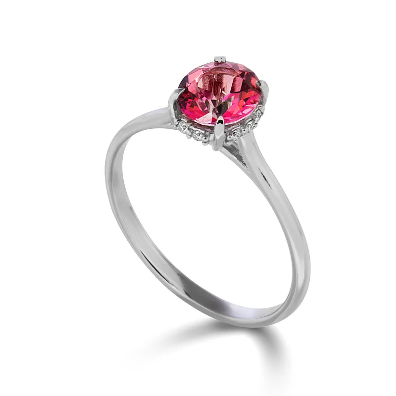 Mikiko an 18k topazio pink 6,00mm con aggiorno incassato con diamanti MA5230O4TPPK