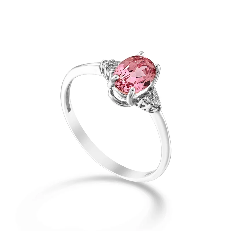 Mikiko an 18k zaffiro rosa ovale 7x5 e diamantini laterali MA5210O4ZFRP