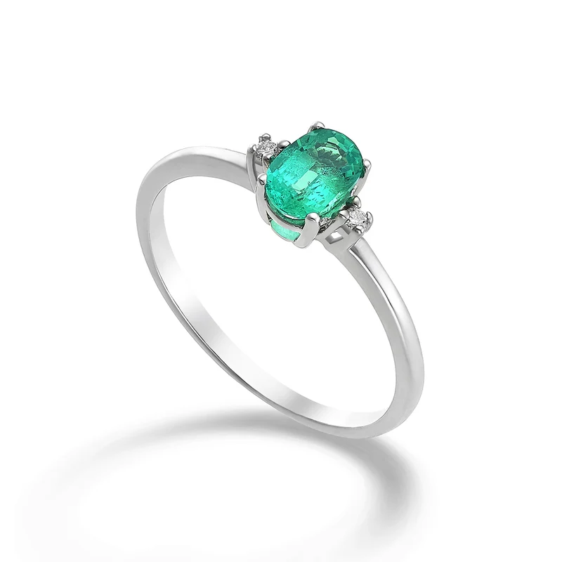 Mikiko an 9k smeraldo n. ovale 4x3 ct.0,15 diam. ct.0,02 MA5190R4SMN