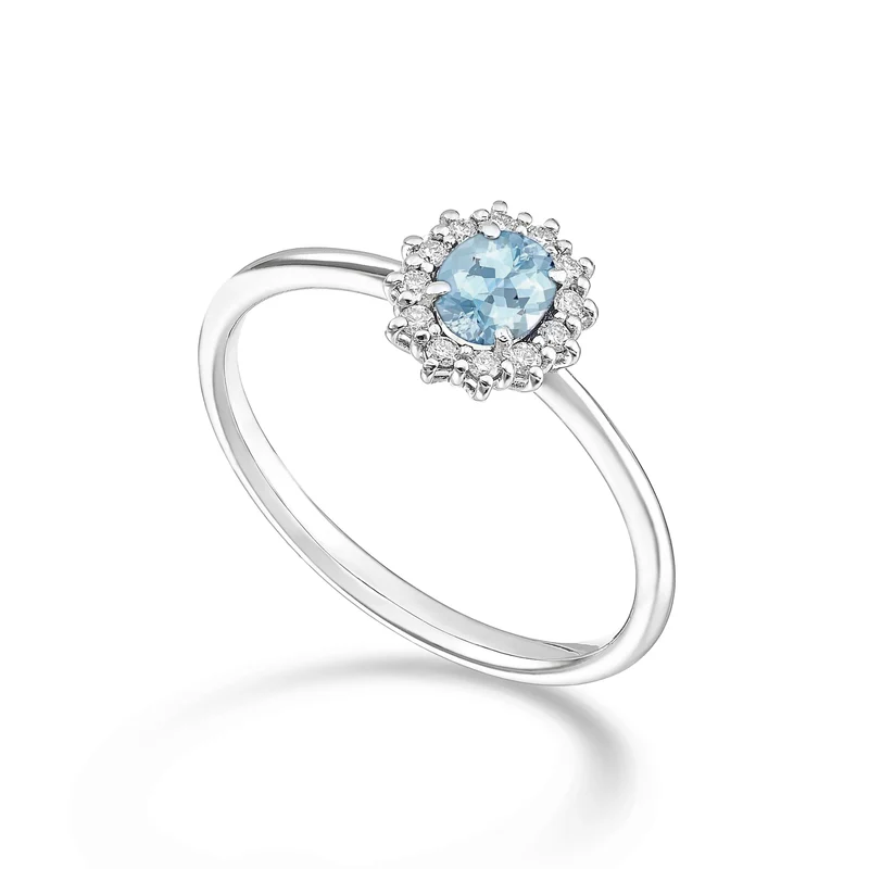 Mikiko an 9k acquamarina ovale 5x4 ct.0,30 diam. ct.0,10 MA5167R4AM