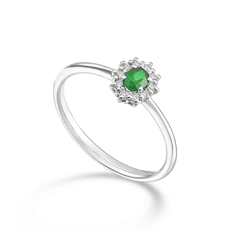 Mikiko an 18k smeraldo nat. ovale 4x3 ct.0,15 diam. ct.0,08 MA5166O4SMN