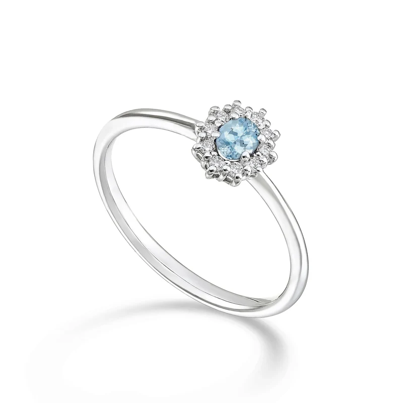 Mikiko an 18k acquamarina ovale 4x3 ct.0,14 diam. ct.0,08 MA5166O4AM