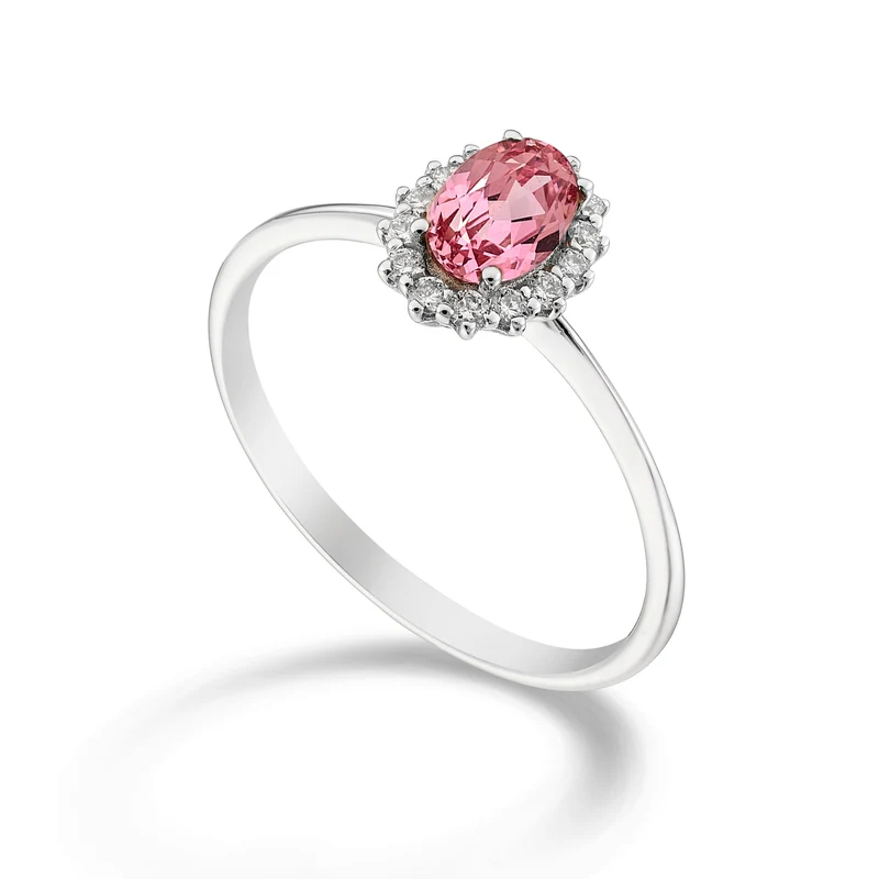 Mikiko an 18k zaffiro rosa ovale 6x4 ct.0,60 diam. ct.0,13 MA5141O4ZFRP