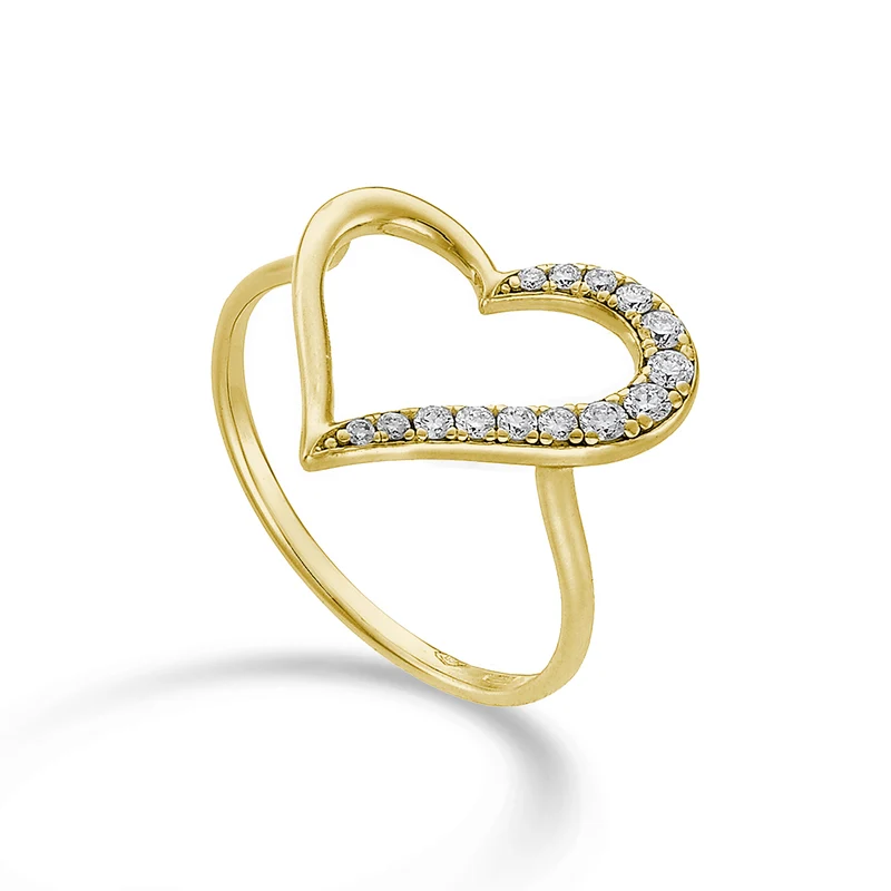 Mikiko an 18k cuore grande metà liscio oro giallo diam. ct.0,18 MA5137O1BR018