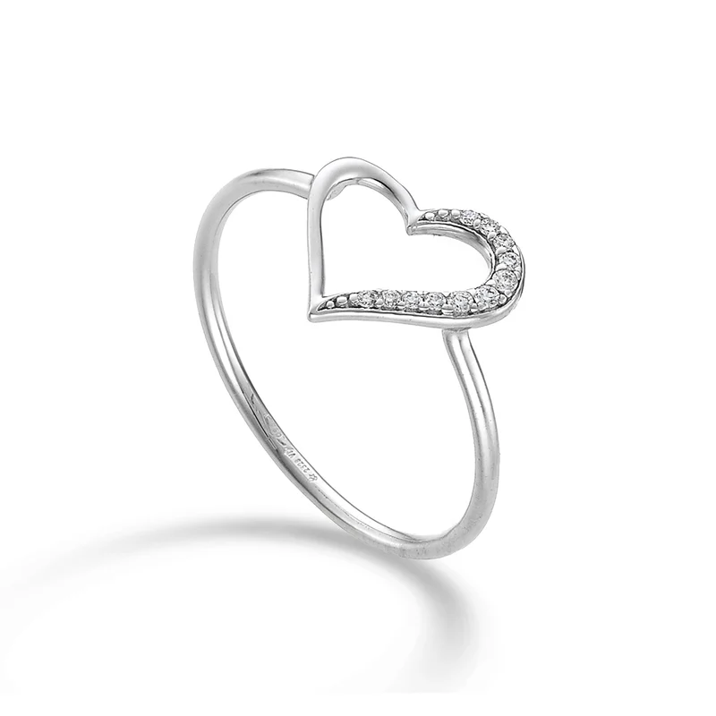 Mikiko an 18k cuore piccolo metà liscio oro bianco diam. ct.0,04 MA5136O4BR004