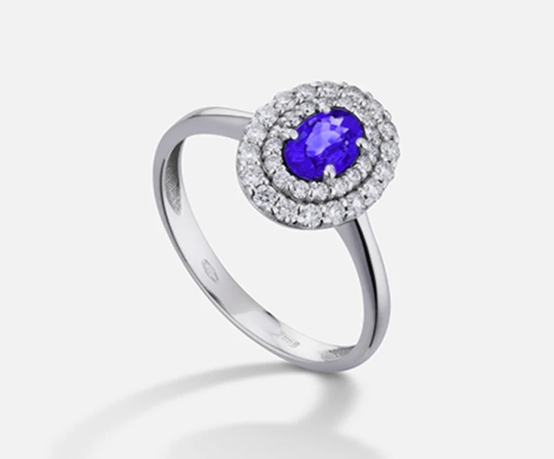 Mikiko an 18k tanzanite n. ovale 6x4 ct.0,38 dia ct.0,33 MA5117O4TZN