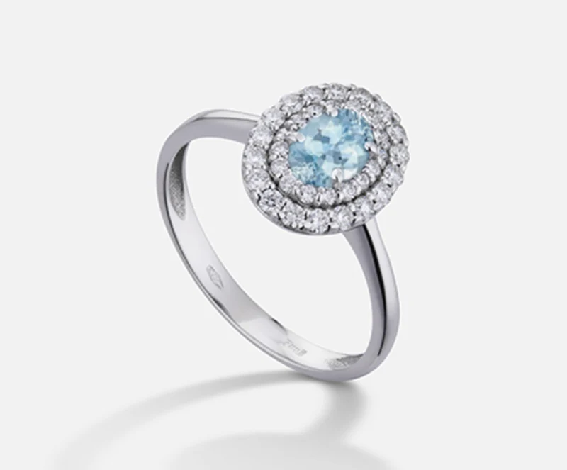 Mikiko an 18k acquamarina ovale 6x4 ct.0,30 dia ct.0,33 MA5117O4AM