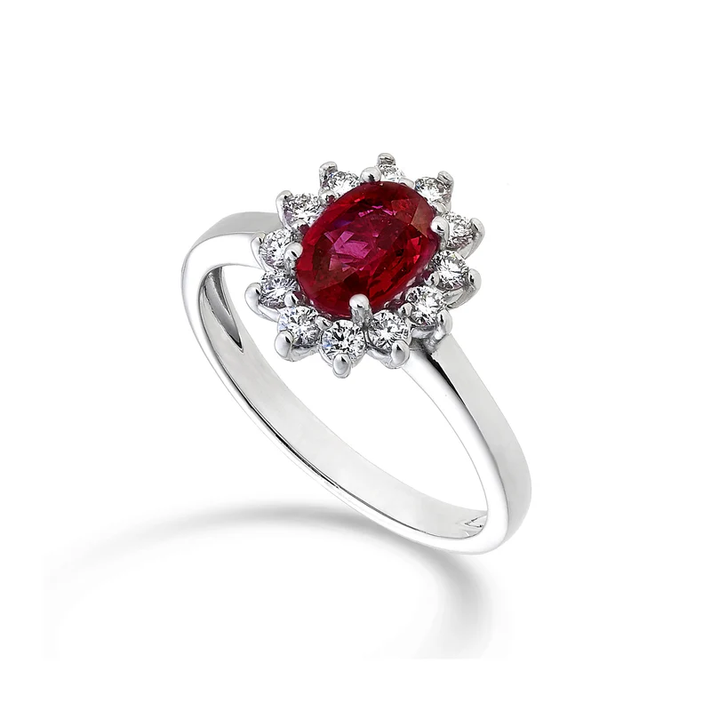 Mikiko an 18k rubino n. ovale 7x5 ct. 0,85 diam. ct.0,30 MA5094O4RBN085