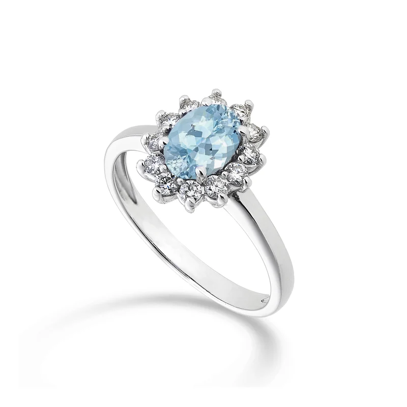 Mikiko an 18k acquamarina ovale 7x5 ct.0,50 diam. ct.0,30 MA5094O4AM