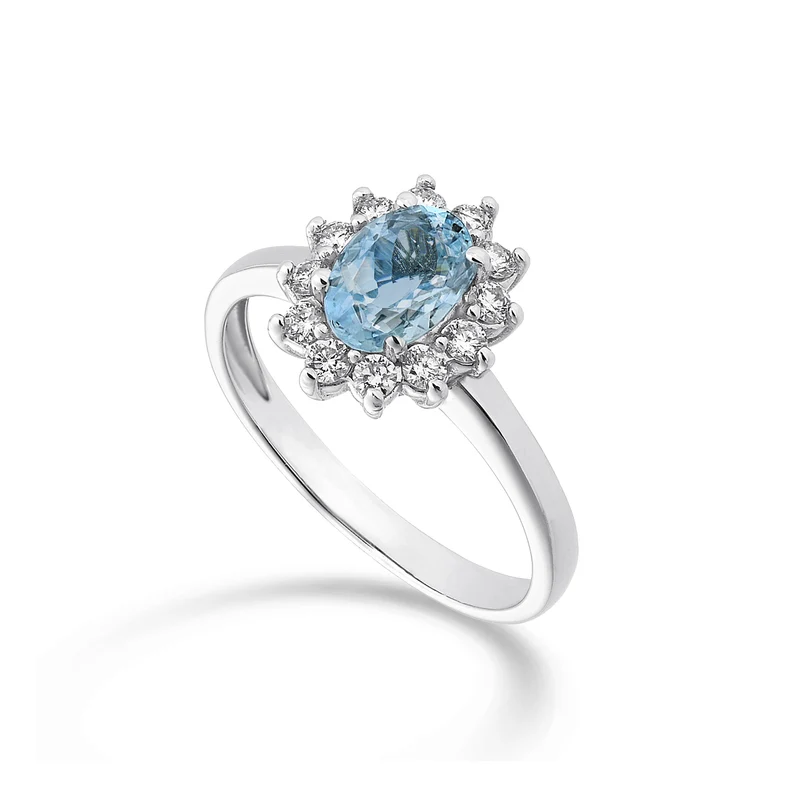 Mikiko an 9k acquamarina ovale 6x4 ct.0,30 diam. ct.0,23 MA5093R4AM