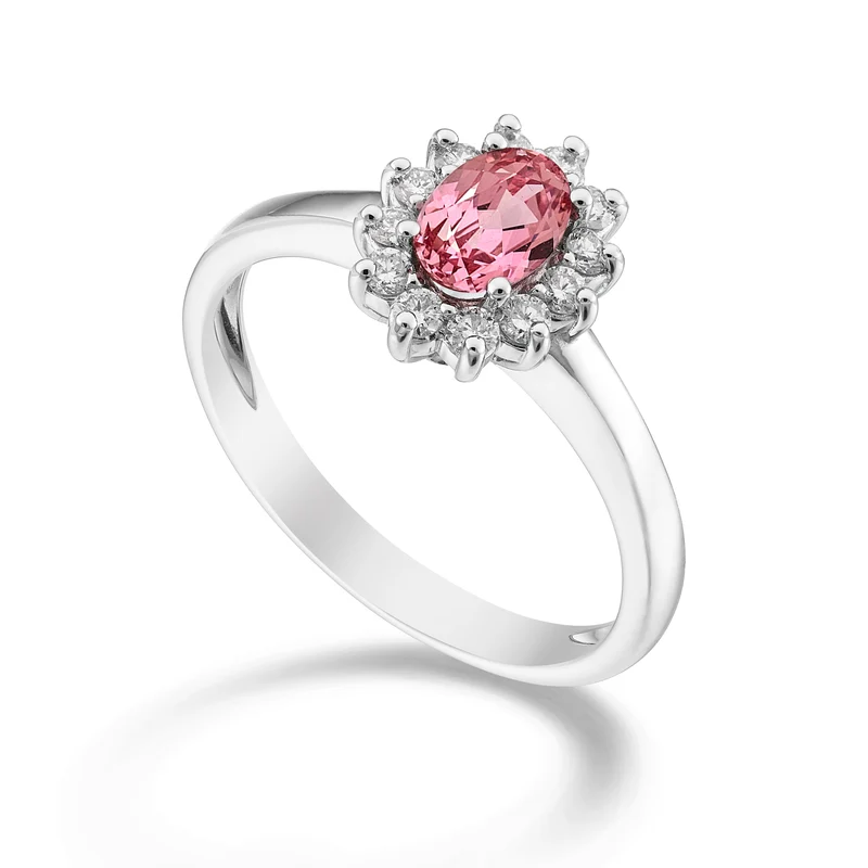 Mikiko an 18k zaffiro rosa ovale 6x4 ct.0,60 diam. ct.0,23 MA5093O4ZFRP