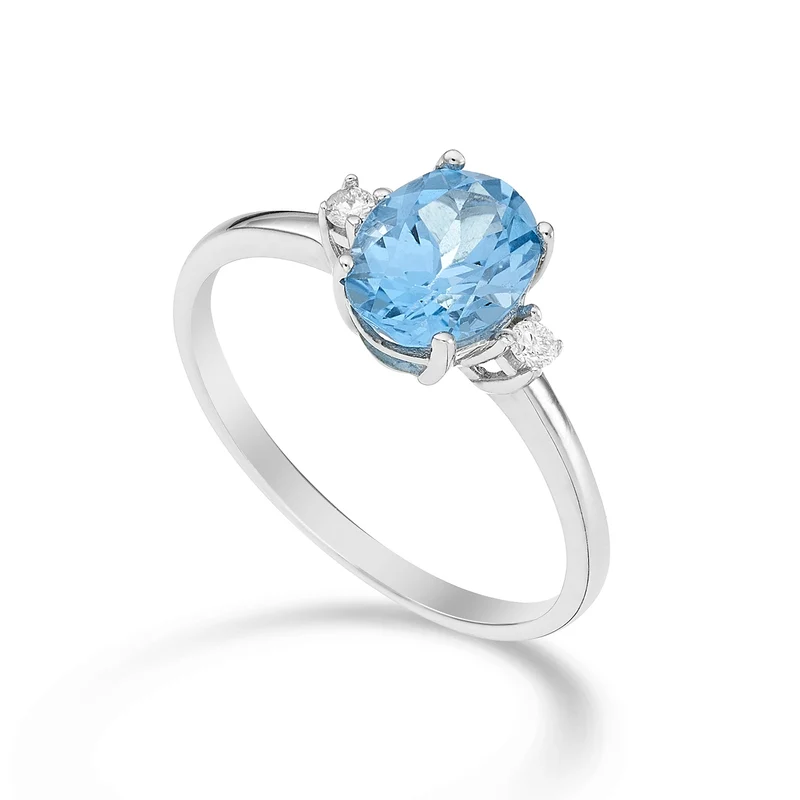 Mikiko an 18k topazio azzurro ovale 8x6 ct.1,50 diam. ct.0,05 MA5074O4TPAZ