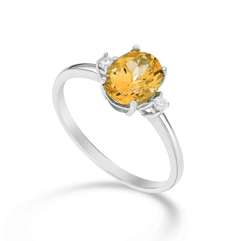 Mikiko an 18k citrino ovale 8x6 ct.1,10 diam. ct.0,05 MA5074O4CITR