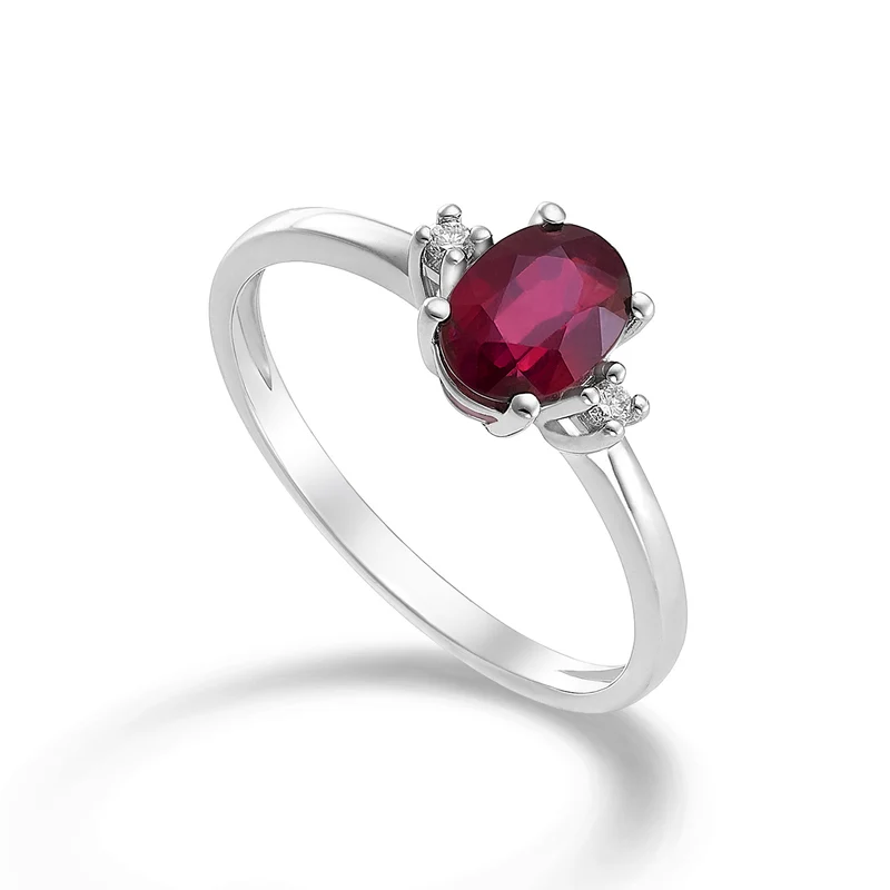Mikiko an 9k rubino n. ovale 7x5 ct.0,80 diam. ct.0,03 MA5073R4RBN