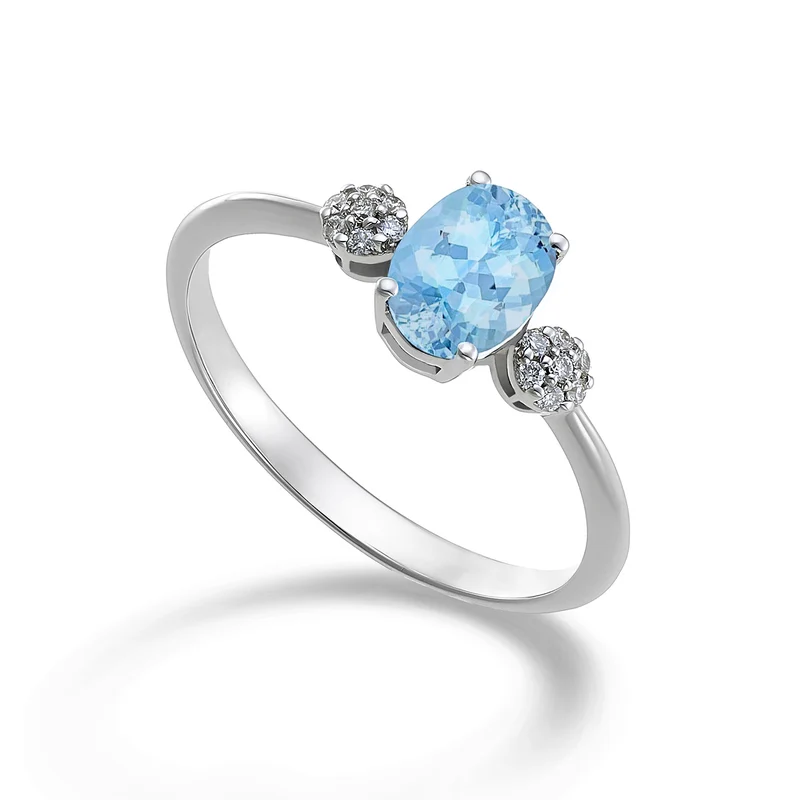 Mikiko an 18k acquamarina ovale 7x5 ct.0,50 diam. ct.0,08 MA5058O4AM