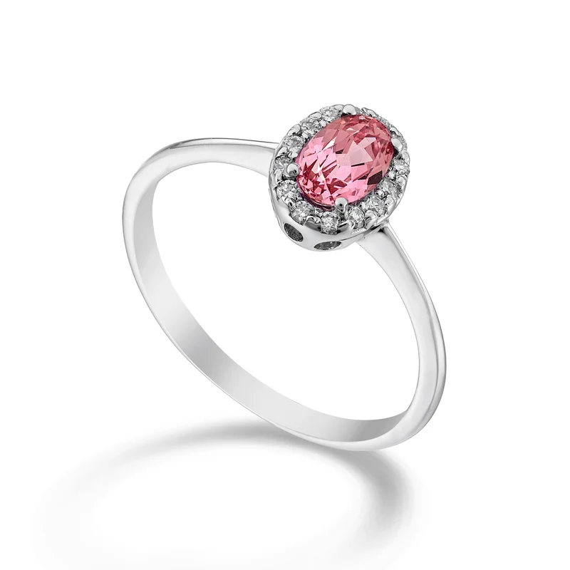Mikiko an 18k zaffiro rosa ovale 6x4 ct.0,60 dia ct.0,09 MA5115O4ZFRP