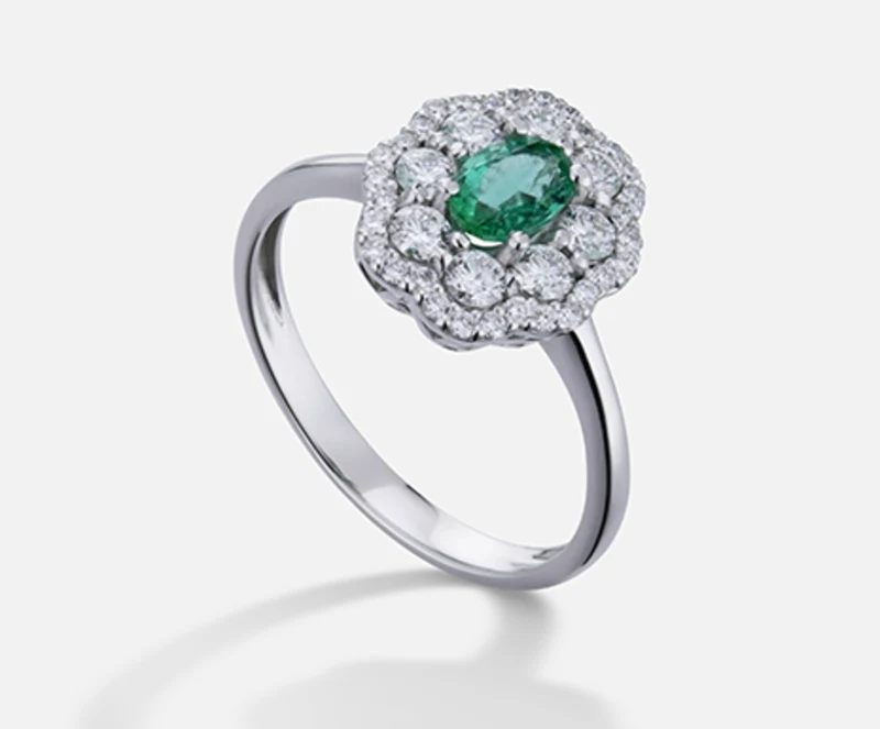 Mikiko an 18k smeraldo n. ovale 6x4 ct.0,35 dia ct.0,63 MA5114O4SMN035