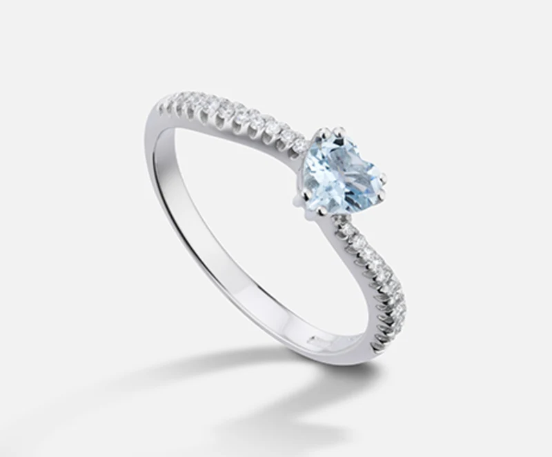 Mikiko an 18k acquamarina cuore 5x5 ct.0,34 diam. ct.0,11 MA5106O4AM034