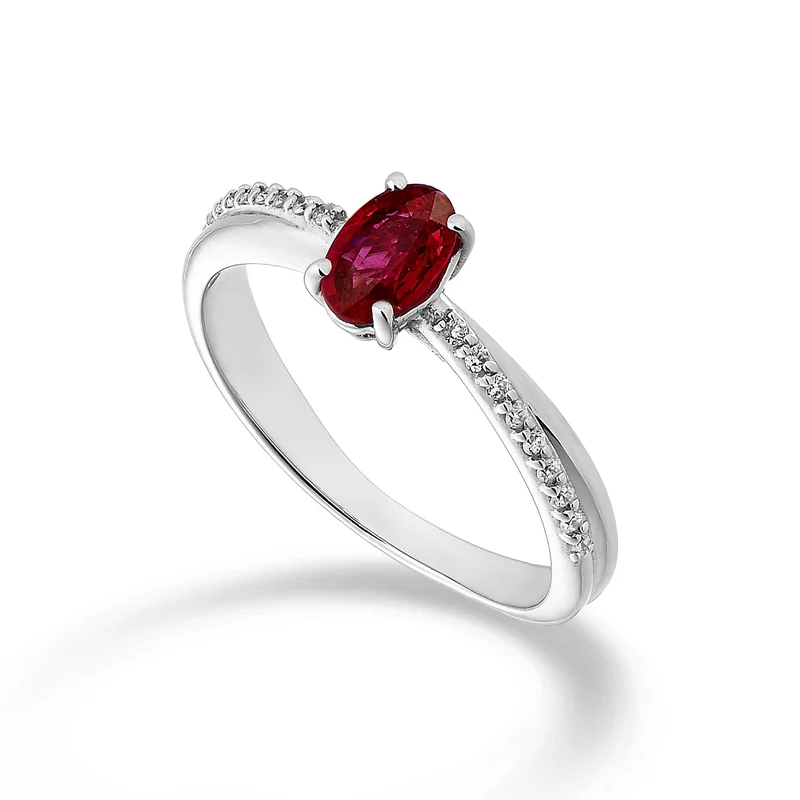 Mikiko an 18k rubino n. ovale 6x4 ct.0,39 diam. ct.0,07 MA5103O4RBN039