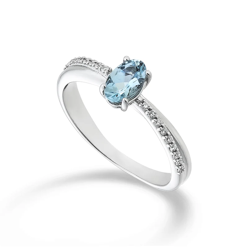Mikiko an 18k acquamarina ovale 6x4 ct.0,30 diam. ct.0,07 MA5103O4AM