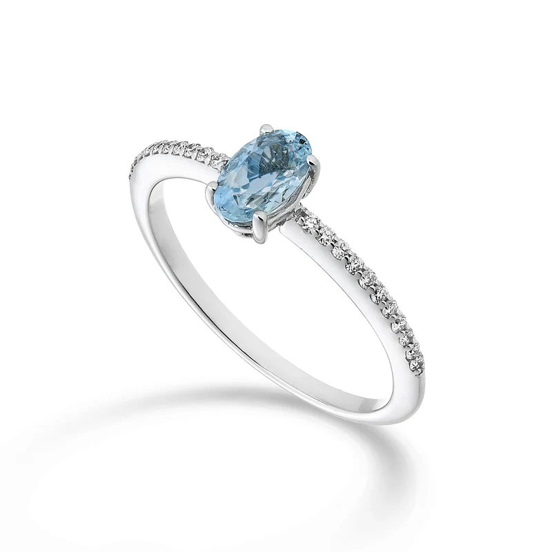 Mikiko an 18k acquamarina ovale 6x4 ct.0,30 diam. ct.0,08 MA5102O4AM