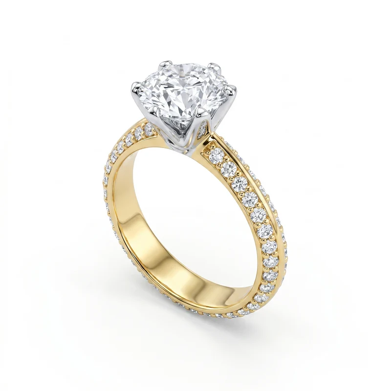 Golay anello solitario sei griffe bicolore gambo pave' ASL890DBG-26141110136