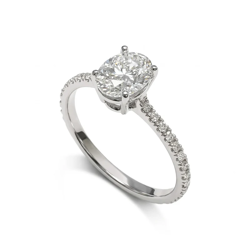 Golay anello solitario diamante ovale, gambo incassato ASL808D-26014110168