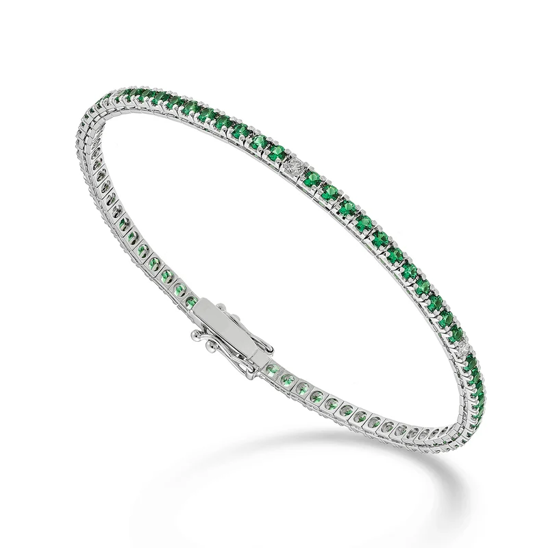 X-Diamond br tennis 18k smeraldi lab ct.2,30 lab. grown ct.0,22 cm.17,5 - 71 castoni LXDBTQ250SMRDIO4