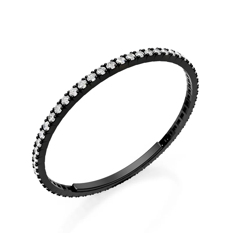 X-Diamond bracciale tennis in titanio nero incassato interamente con diamanti l. g., con chiusura a farfalla, 18cm, con pietre da 0,32ct cad LXDBRT018DINE-180