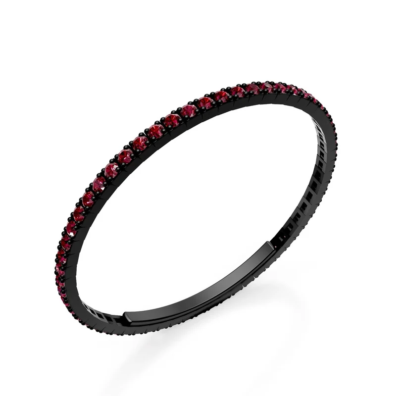 X-Diamond bracciale tennis in titanio nero incassato interamente con rubini, con chiusura a farfalla, 18,5cm, terza misura LXDBRT013RUNE-185