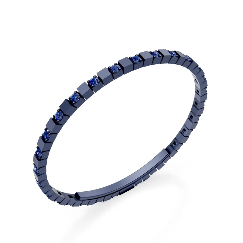 X-Diamond bracciale tennis in titanio blu con zaffiri, alternato con chiusura a farfalla, 18,5cm, terza misura LXDBRT013ALZABL-185