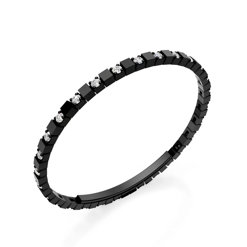 X-Diamond bracciale tennis in titanio nero lab g.d. alternato con chiusura a farfalla, 18cm, terza misura LXDBRT013ALDINE-180