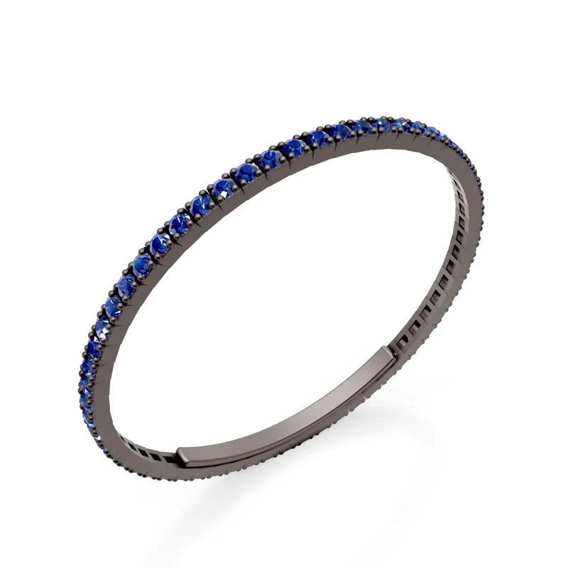 X-Diamond bracciale tennis in titanio grigio incassato interamente con zaffiri, con chiusura a farfalla, 18,5cm, seconda misura LXDBRT012ZAGR-185
