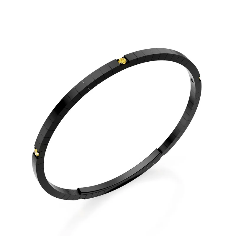 X-Diamond bracciale tennis in titanio nero con cinque spot lab g.d. fancy yellow e chiusura a farfalla, 18,5cm, seconda misura LXDBRT012S5FYNE-185