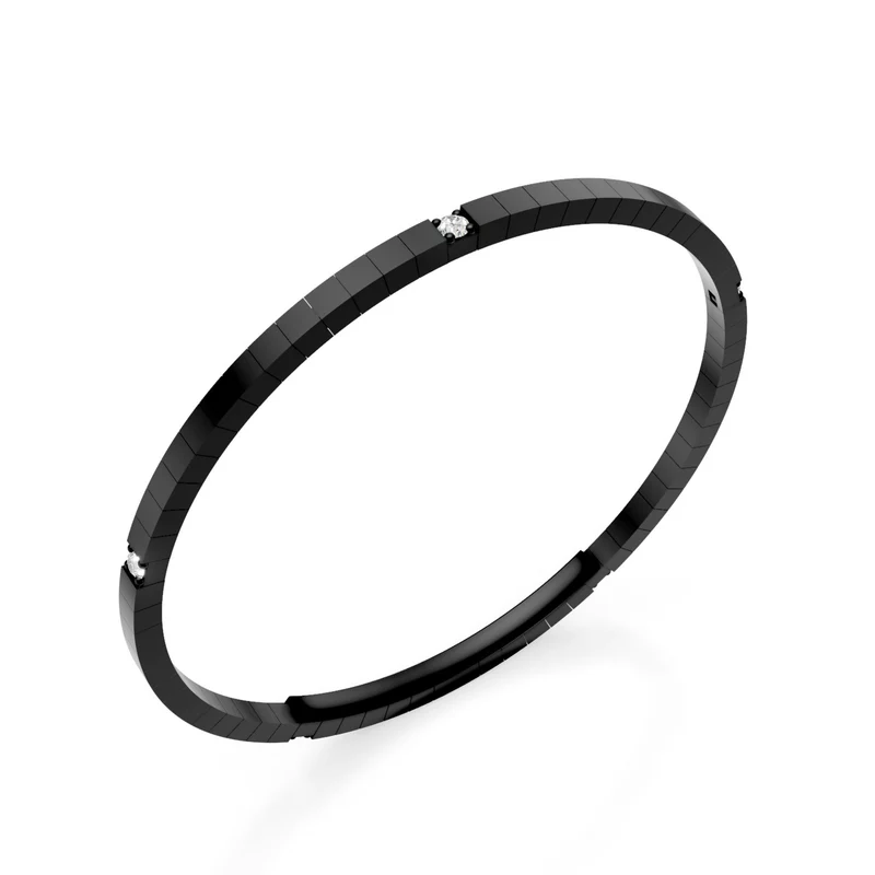 X-Diamond bracciale tennis in titanio nero con cinque spot lab g.d. e chiusura a farfalla, 18,5cm, seconda misura LXDBRT012S5DINE-185