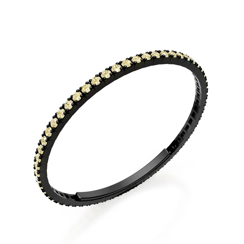 X-Diamond bracciale tennis in titanio nero incassato interamente con diamanti l. g. fancy yellow, con chiusura a farfalla, 18,5cm, seconda misura LXDBRT012FYNE-185