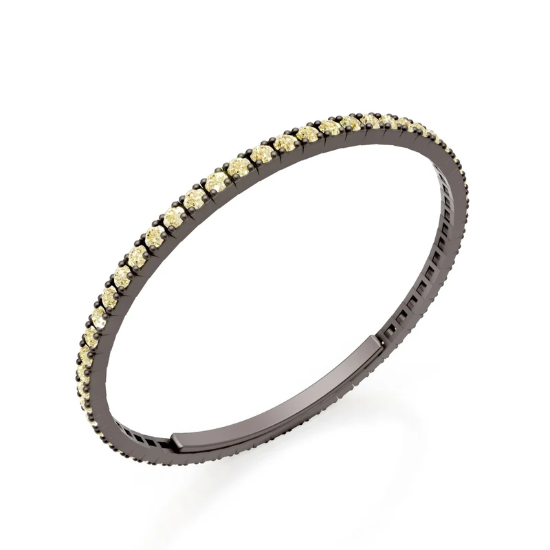 X-Diamond bracciale tennis in titanio grigio incassato interamente con diamanti l. g. fancy yellow, con chiusura a farfalla, 18,5cm, seconda misura LXDBRT012FYGR-185