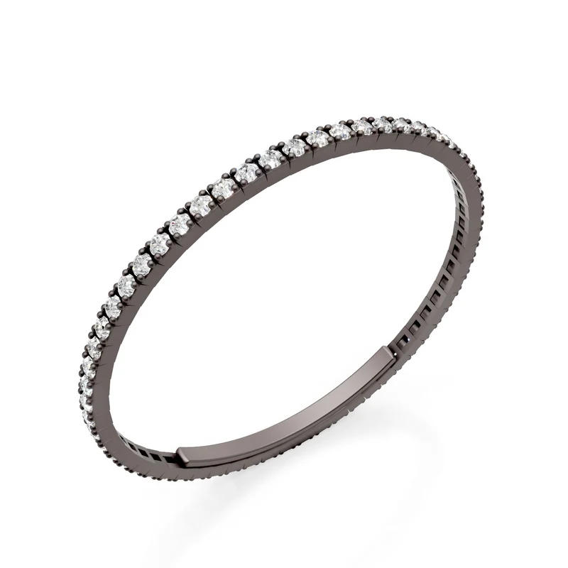 X-Diamond bracciale tennis in titanio grigio incassato interamente con diamanti l. g., con chiusura a farfalla, 18,5cm, seconda misura LXDBRT012DIGR-185