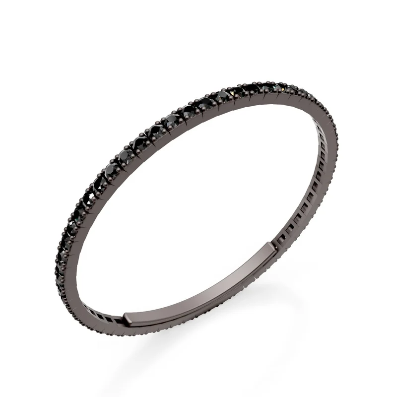 X-Diamond bracciale tennis in titanio grigio incassato interamente con diamanti black, con chiusura a farfalla, 18,5cm, seconda misura LXDBRT012BKGR-185
