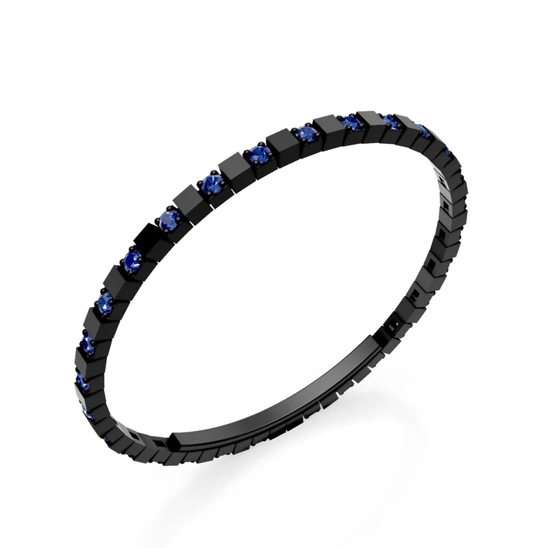 X-Diamond bracciale tennis in titanio nero zaffiri alternato con chiusura a farfalla, 18,5cm, seconda misura LXDBRT012ALZANE-185
