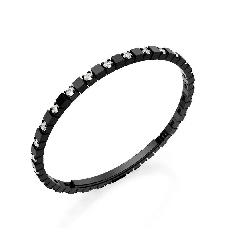 X-Diamond bracciale tennis in titanio nero lab g.d. alternato con chiusura a farfalla, 18cm, seconda misura LXDBRT012ALDINE-180