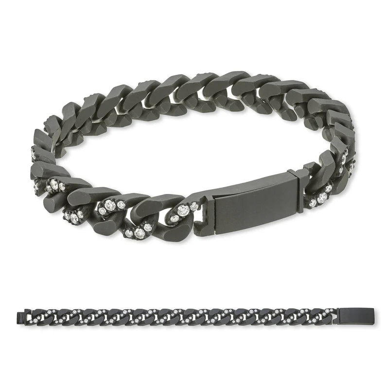 X-Diamond bracciale groumette 22 maglie grandi lisce + inc. in titanio alternate + ch inc. 20cm LXDBRG004DI1NE-200