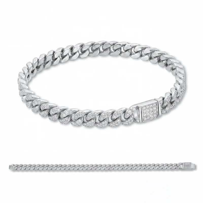 X-Diamond bracciale groumette 33 maglie incassate 9k oro bianco + ch full pave' pv1 9k 18cm LXDBRG002R4DI7-180