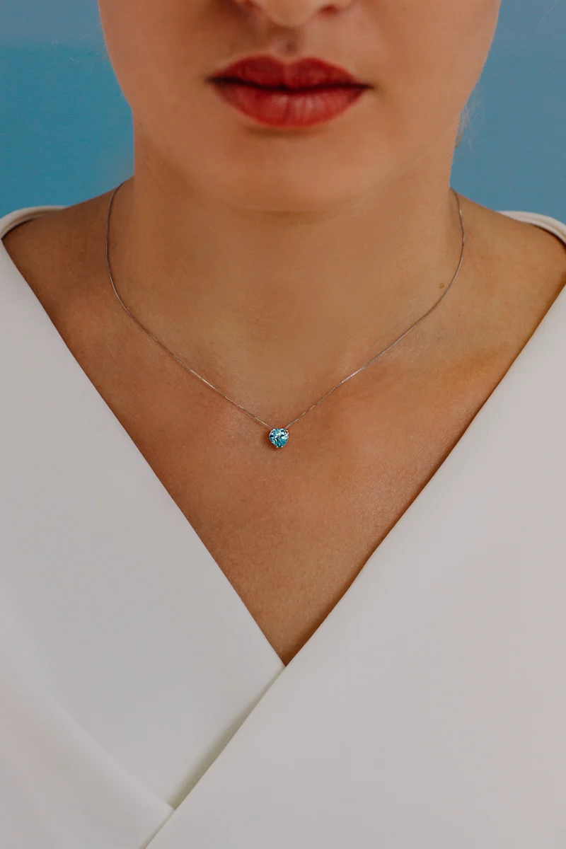 Comete Collana in Oro rosa e Topazio Azzurro Cuore GLB1546