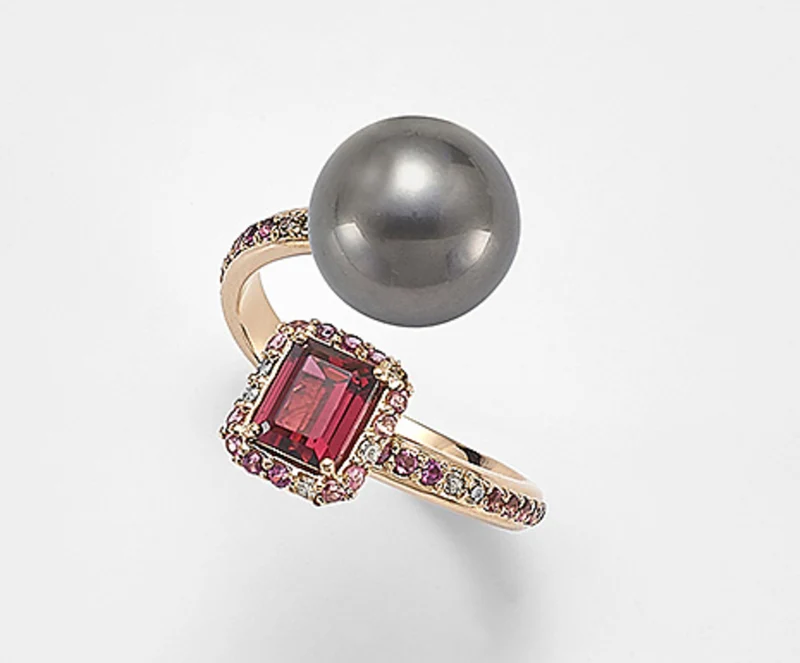 Mikiko an 18k sspb 10/11 ct.0,16 diam brown, tormalina rosa e rodolite MA0772O3SANE100