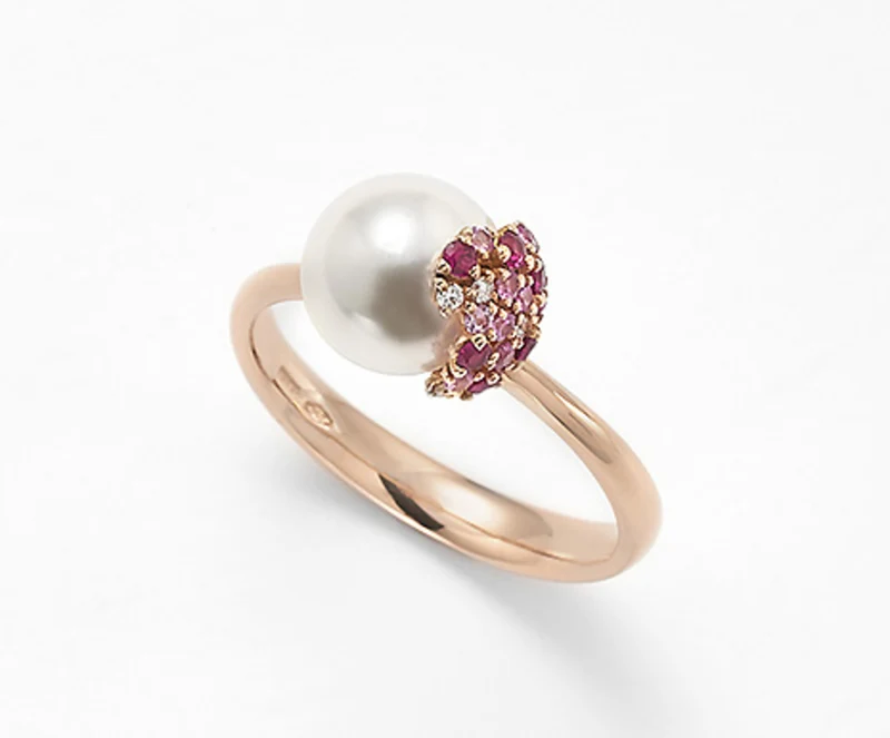 Mikiko an 18k ak 8/8,5 ct.0,08 zaff. rosa ct.0,14 rubini ct.0,12 MA0768O3ABBI080