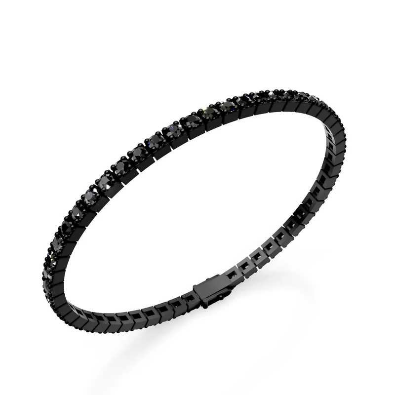 World Diamond Group bracciale tennis in titanio nero, con diamanti black, 18cm, prima misura GBRT001BKNE-180