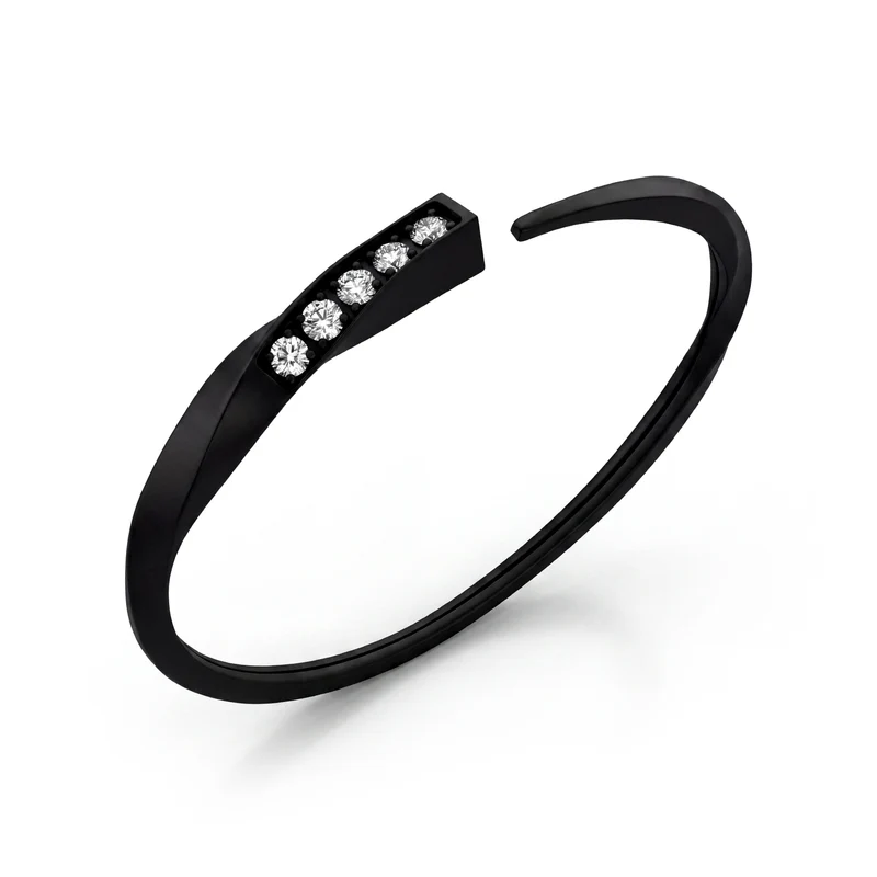 Golay bracciale schiava in titanio nero con sezione quadra in torsione e lab g.d. sull'estremita' piu' grande GBR061DINE_M