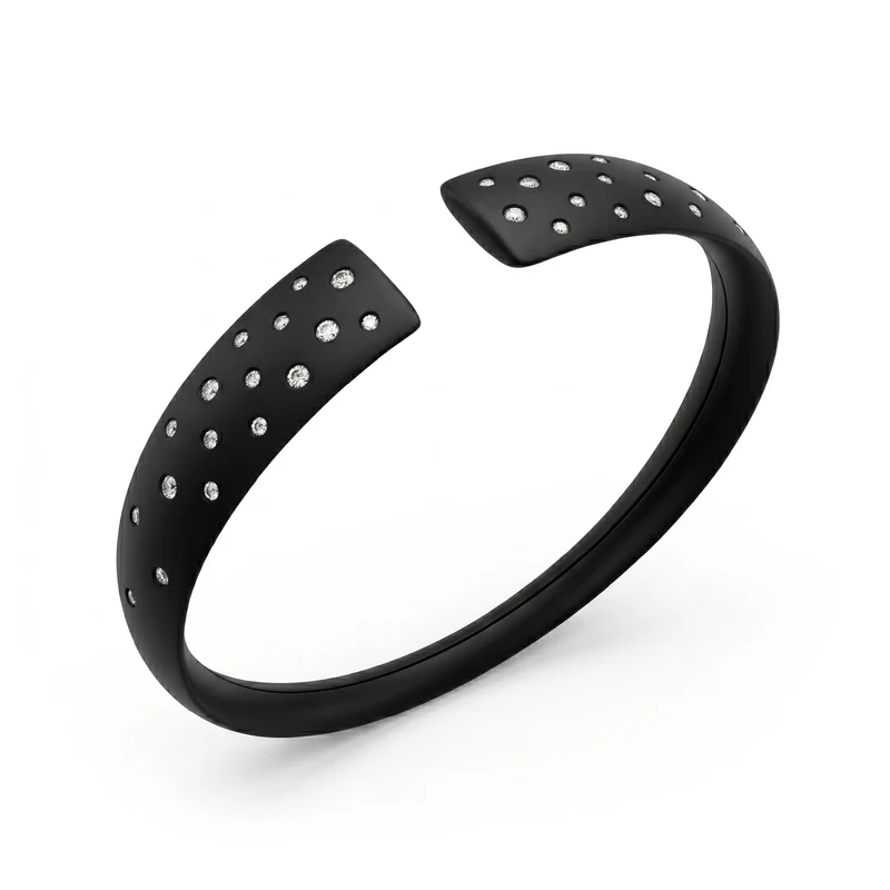 Golay bracciale schiava in titanio nero con lab g.d. effetto stellato, misura media GBR059DINE_M